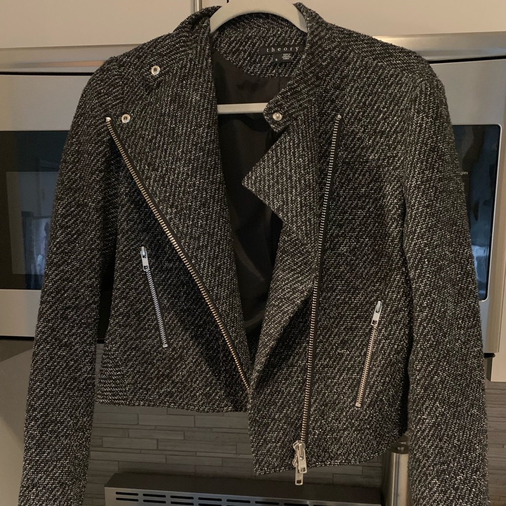 Theory Black and White Combat Blazer